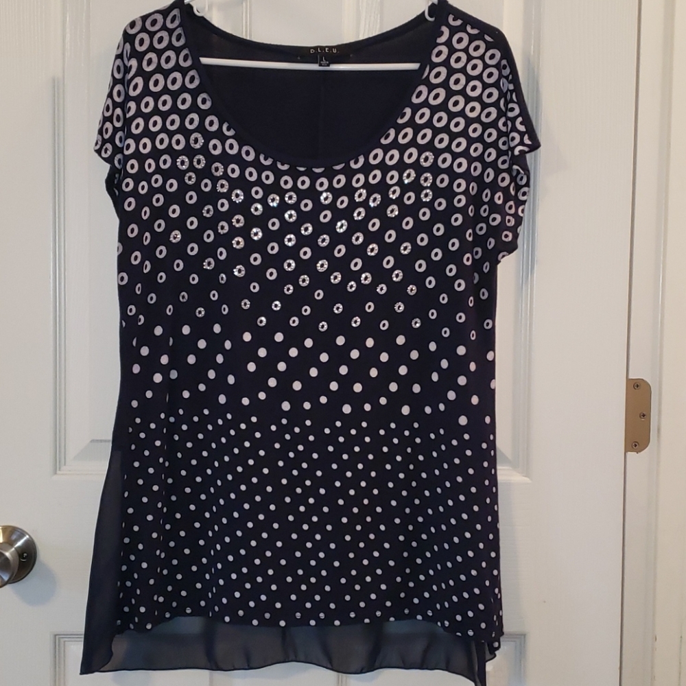 B.L.E.U Navy and Silver top
